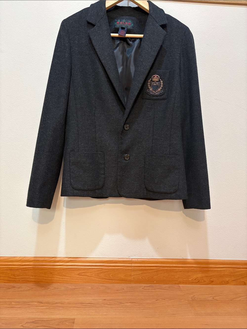 Ralph Lauren Dark Gray Blazer with Embroidered Crest - Picture 6 of 12
